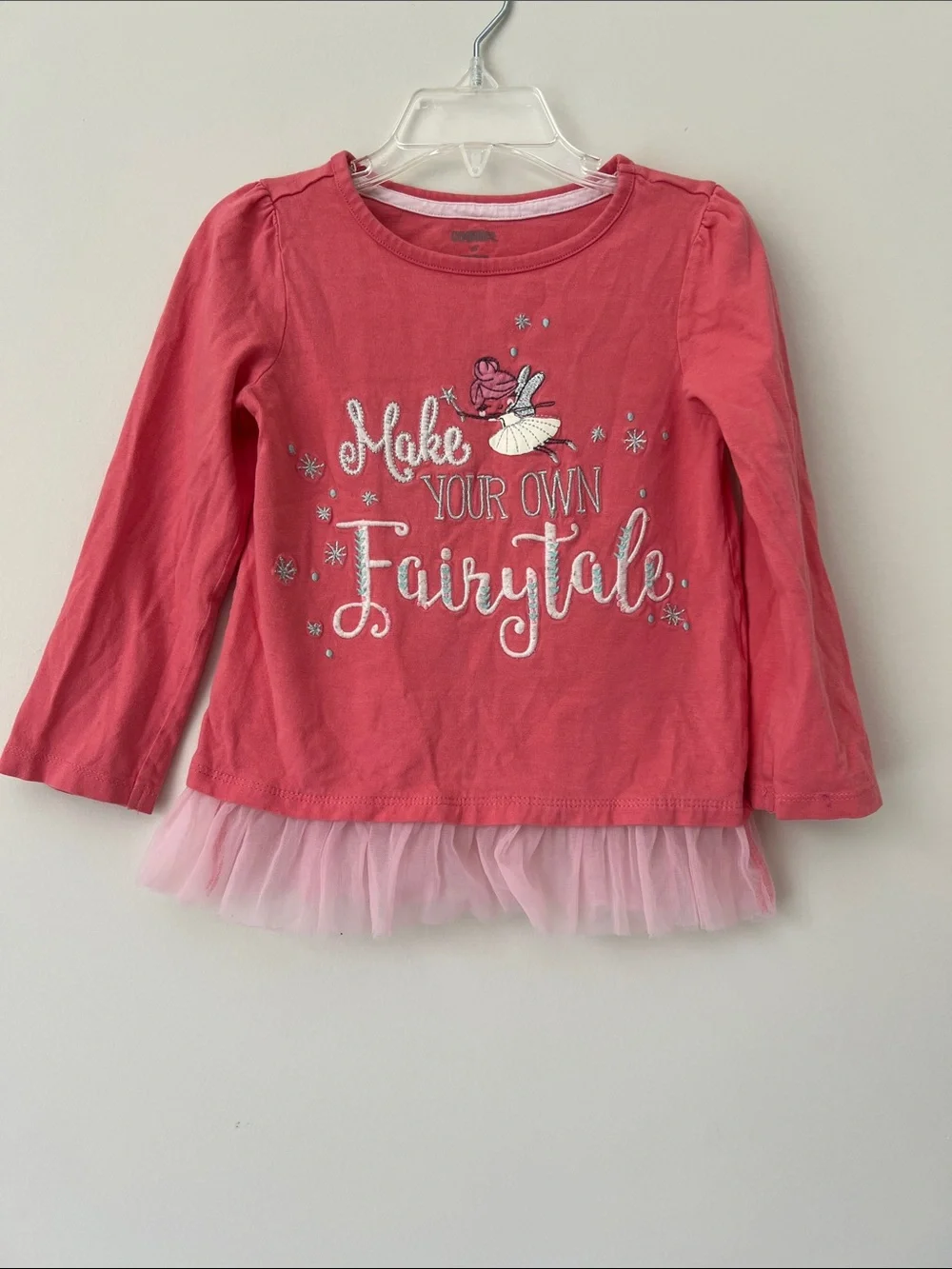 Gymboree Coral Pink Long-Sleeve Tee with Pink Tulle Hem
